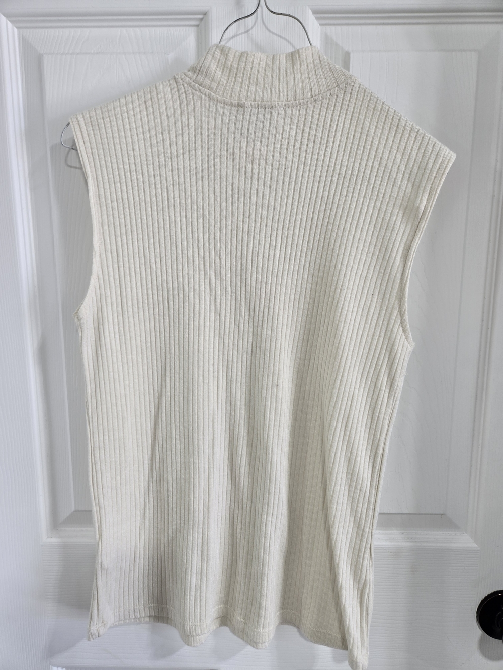 Tribal Cream Ribbed Lightweight Sleeveless Mock Neck Tank Summer Workwear Size M - Picture 4 of 4